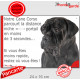 Cane Corso Italiano Noir, Plaque Portail humour "distance niche-portail 3 secondes, rapide" photo attention au chien