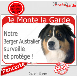 Berger Australien, plaque rouge "Je Monte la Garde, surveille protège" 24 cm RED