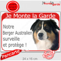 Berger Australien, plaque rouge "Je Monte la Garde, surveille protège" 24 cm RED