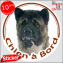 Akita américain, sticker voiture rond "Chien à Bord" 14 cm