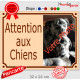 Photo personnalisable, plaque portail beige "Attention aux Chiens" pluriel look plaque de rue 32 cm plusieurs sable crème