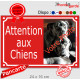 Photo personnalisable, plaque portail rouge "Attention aux Chiens" pluriel look plaque de rue 24 cm plusieurs