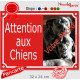 Photo personnalisable, plaque portail rouge "Attention aux Chiens" pluriel look plaque de rue 32 cm plusieurs