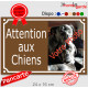 Photo personnalisable, plaque portail marron chocolat "Attention aux Chiens" pluriel look plaque de rue 24 cm plusieurs brun