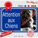 Photo personnalisable, plaque portail bleu marine "Attention aux Chiens" pluriel look plaque de rue 24 cm plusieurs