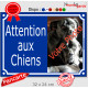 Photo personnalisable, plaque portail bleu marine "Attention aux Chiens" pluriel look plaque de rue 32 cm plusieurs