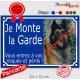 Photo personnalisable, plaque portail bleue marine "Je Monte la Garde, risques périls" look plaque de rue 24 cm