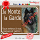 Photo personnalisable, plaque portail marron chocolat "Je Monte la Garde, risques périls" look plaque de rue 32 cm brun