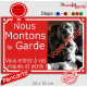 Photo personnalisable, plaque pluriel portail rouge "Nous Montons la Garde, risques périls" look plaque de rue 24 cm