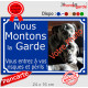 Photo personnalisable, plaque pluriel portail bleu marine "Nous Montons la Garde, risques périls" look plaque de rue 24 cm