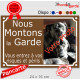 Photo personnalisable, plaque pluriel portail marron chocolat "Nous Montons la Garde, risques périls" look plaque de rue 24 cm