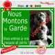 Photo personnalisable, plaque pluriel portail Vert "Nous Montons la Garde, risques périls" look plaque de rue 32 cm