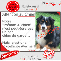 Photo Personnalisable, plaque humour "Attention au Chien de garde Excellente Alarme" 2 tailles NBR