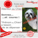 Photo Personnalisable, plaque humour "Attention au Chien, Sonnez et courez, besoin exercice" 2 tailles NBR