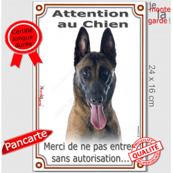 Berger Belge Malinois Tête, Plaque Portail Verticale "Attention au Chien, interdit sans autorisation" pancarte panneau photo