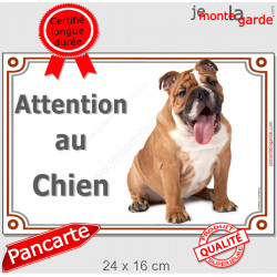 Bulldog Anglais, plaque portail "Attention au Chien" 24 cm LUX