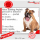 Bulldog Anglais, plaque humour "parcourt distance Niche-Portail moins 3 secondes, rapide" pancarte photo attention au chien