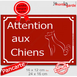 Plaque Portail "Attention aux Chiens" Rue Bordeaux pluriel 2 tailles D