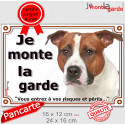 Amstaff fauve, plaque portail "Je Monte la Garde, risques périls" 2 tailles LUX D