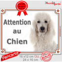 Caniche blanc, plaque portail "Attention au Chien" 2 tailles LUX D