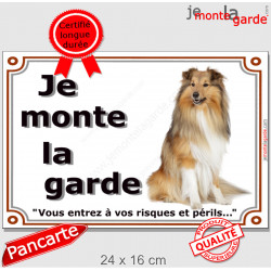 Colley Fauve, Plaque "Je Monte la Garde, à vos risques et périls" affiche pancarte photo panneau attention au chien