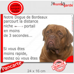 Dogue de Bordeaux, plaque "distance Niche - Portail" 24 cm 3SEC