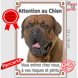 Dogue de Bordeaux, plaque verticale "Attention au Chien" 24 cm VLC