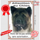 Akita Américain bringé tête, plaque portail verticale "Attention au Chien, interdit entrer sans autorisation" pancarte panneau