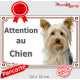 Yorkshire Terrier Tête, plaque portail "Attention au Chien" panneau affiche pancarte photo