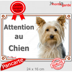 Yorkshire Terrier, plaque portail "Attention au Chien" 24 cm LUXE