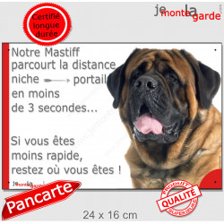 Mastiff, plaque humour "distance Niche - Portail 3 secondes" 24 cm 3SEC