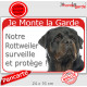 Rottweiler Tête, Plaque Portail rouge "Je Monte la Garde, surveille protège" pancarte, panneau photo attention au chien Rott