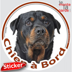 Rottweiler, sticker voiture rond "Chien à Bord" 15 cm - 3a