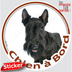 Scottish Terrier noir, sticker autocollant rond "Chien à Bord" Disque adhésif vitre voiture photo