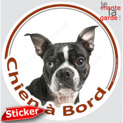 Boston Terrier, sticker voiture rond "Chien à Bord" 15 cm - 3a