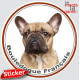 Bouledogue Français Fauve sable beige, sticker photo autocollant rond 15 cm, Disque adhésif