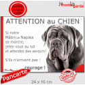 Mâtin de Naples, plaque portail humour "Attention au Chien, Jetez Vous au Sol" 24 cm JET