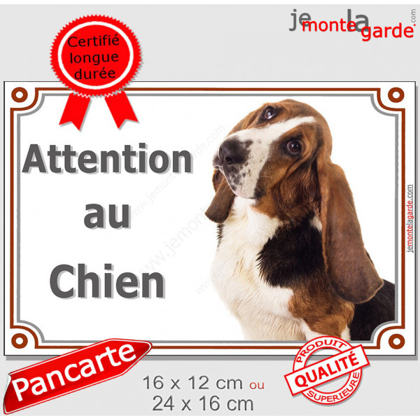 Basset Hound, Plaque Portail "Attention au Chien", affiche pancarte panneau, hund photo