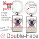 Porte-Clefs métallique double face photo Bouledogue Américain tout blanc, idée cadeau porte clés fer acier Boulam