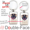 Porte-Clefs Métal, double face photo Bouledogue Américain fauve