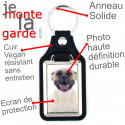 Porte-Clefs cuir vegan, photo Bouledogue Américain fauve