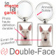 Porte-Clefs métallique double face photo Bull Terrier entièrement blanc, idée cadeau porte clés fer acier