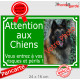 Photo personnalisable, plaque portail vert "Attention au Chien, risques périls" look plaque de rue 24 cm