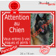 Photo personnalisable, plaque portail rouge "Attention au Chien, risques périls" look plaque de rue 24 cm