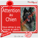 Photo personnalisable, plaque portail rouge "Attention au Chien, risques périls" look plaque de rue 32 cm