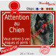 Photo personnalisable, plaque portail Bordeaux, rouge basque "Attention au Chien, risques périls" look plaque de rue 24 cm