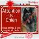 Photo personnalisable, plaque portail Bordeaux, rouge basque "Attention au Chien, risques périls" look plaque de rue 32 cm