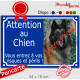 Photo personnalisable, plaque portail Bleu Marine foncé "Attention au Chien, risques périls" look plaque de rue 24 cm