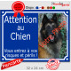 Photo personnalisable, plaque portail Bleu Marine foncé "Attention au Chien, risques périls" look plaque de rue 32 cm