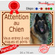 Photo personnalisable, plaque portail beige sable "Attention au Chien, risques périls" look plaque de rue crème 24 cm